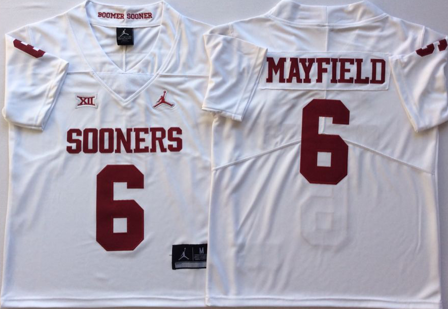 NCAA Men Oklahoma Sooners White #6 MAYFIELD